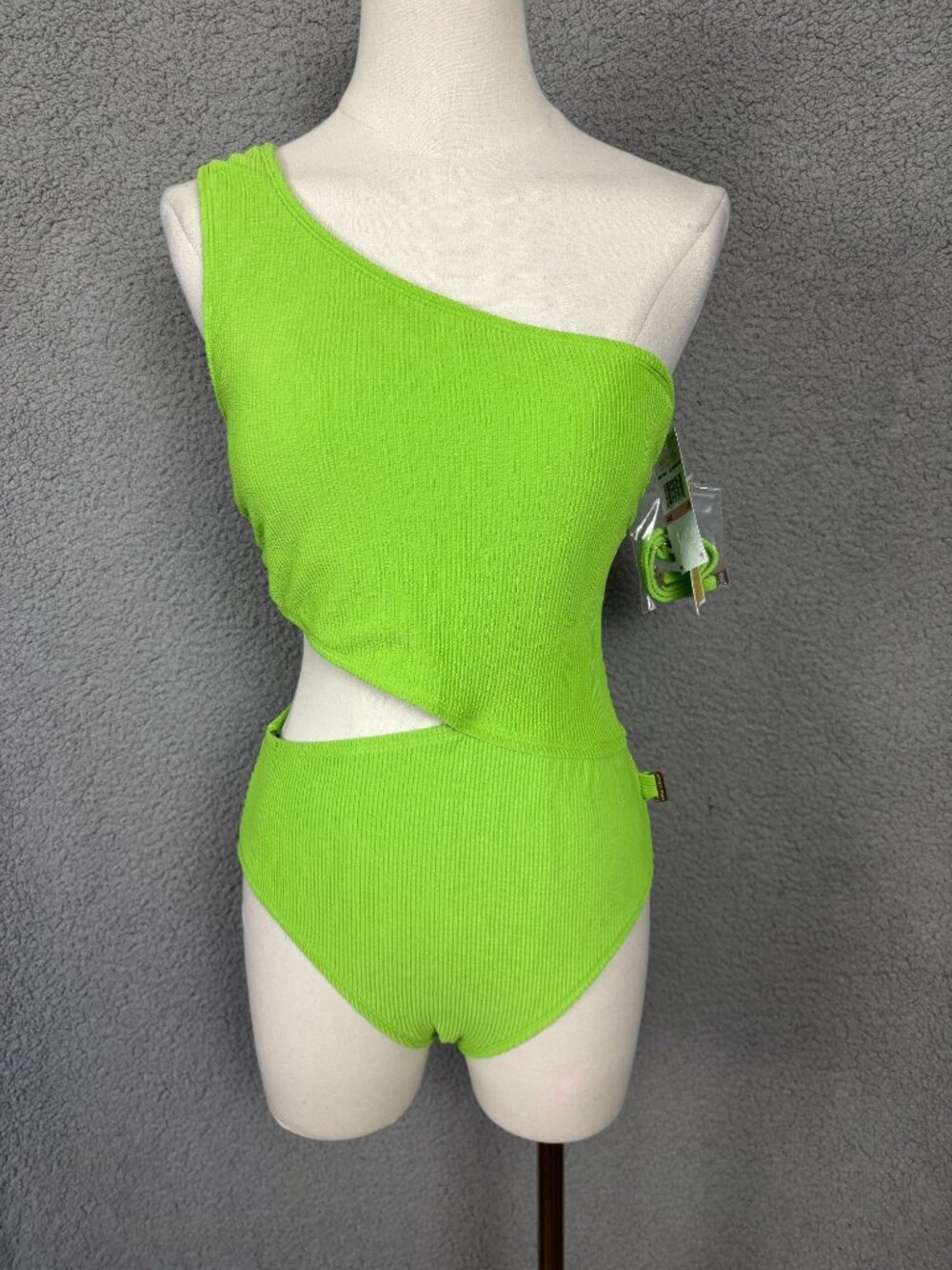 Michael Kors Women's One-Shoulder Green Apple Cutout Swimsuit Size 10 NWT's.